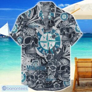 Seattle Mariners Flower and Skull Hawaiian Shirt MLB Team Halloween Shirt Product Photo 1
