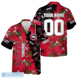 Kansas City Football Team Hawaiian Shirt And Shorts Custom Name Number Tropical Style Hawaiian Shirt Product Photo 1