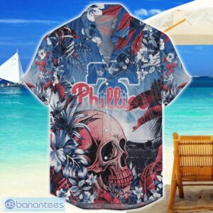 Philadelphia Phillies Tropical Skull Halloween 3D Hawaiian Shirt For Men Women MLB Fans Product Photo 1