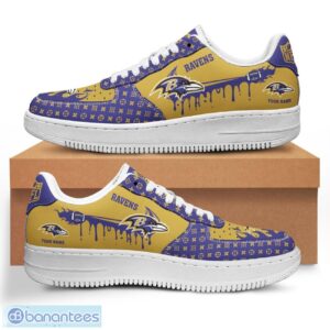 Personalized Name Baltimore Ravens Drip Air Force Shoes Men Women Sneakers Product Photo 1