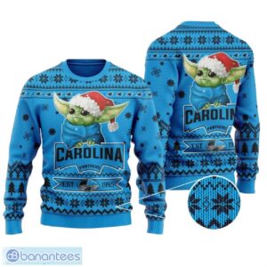 Carolina Panthers Cute Baby Yoda Grogu All Over Print Sweater Product Photo 1