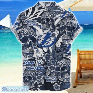 Tampa Bay Lightning Flower and Skull Hawaiian Shirt NHL Team Halloween Shirt Product Photo 2