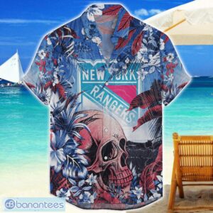 New York Rangers Tropical Skull Halloween 3D Hawaiian Shirt For Men Women NHL Fans Product Photo 1