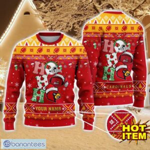 NCAA Louisville Cardinals Ugly Christmas Sweater Custom Name 3D Sweater For Fans Product Photo 1