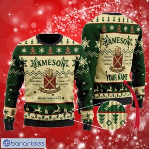 Jameson Irish Whiskey Custom Name Gifts Ugly Christmas Sweater 3D Product Photo 1
