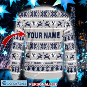 NEW Tags BYU Cougars Knitted Christmas Sweater Gift For Men And Women Custom Name - NCAA BYU Cougars Ugly Christmas Sweater For Men And Women Photo 2