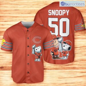 Chicago Bears Peanut Snoopy Champion Baseball Jersey Shirt Orange For Men And Women Product Photo 1