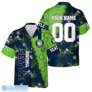 Seattle Football Team Hawaiian Shirt And Shorts Custom Name Number Tropical Style Hawaiian Shirt Product Photo 1