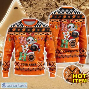 NCAA Oklahoma State Cowboys Ugly Christmas Sweater Custom Name 3D Sweater For Fans Product Photo 1