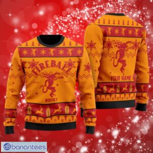 Fireball Whisky Custom Name Gifts Christmas Ugly Sweater 3D Product Photo 1