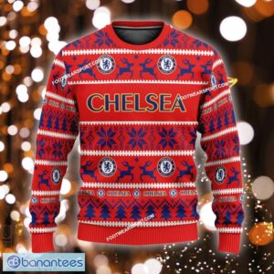 NEW Retailer Chelsea Knitted Christmas Sweater AOP Gift Holidays Custom Name - EPL Chelsea Ugly Christmas Sweater For Men And Women Photo 1