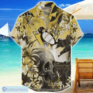 Pittsburgh Penguins Tropical Skull Halloween 3D Hawaiian Shirt For Men Women NHL Fans Product Photo 1