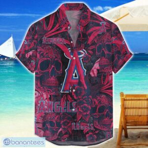 Los Angeles Angels Flower and Skull Hawaiian Shirt MLB Team Halloween Shirt Product Photo 1