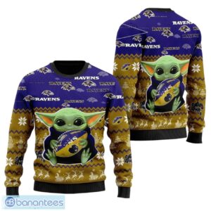 Baltimore Ravens Baby Yoda All Over Print Sweater Product Photo 1