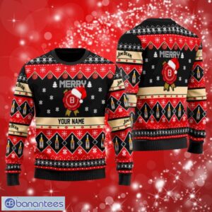 Merry Santa Hat Jim Beam Custom Name Ugly Christmas Sweater Print Full Product Photo 1