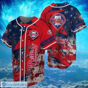 MLB Philadelphia Phillies Logo Design US Flag Gifts Baseball Jersey Shirt Full Print Product Photo 1