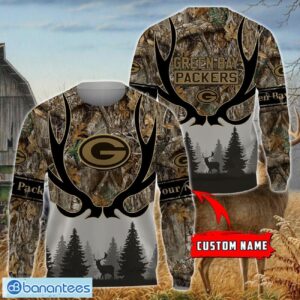 Green Bay Packers Custom Name Hunting Camo Style 3D Hoodie T-Shirt Sweatshirt Product Photo 3