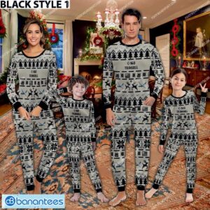 Transall C-160 C160 Aircraft Ugly Christmas Pajamas Set Men Women Children - Transall C-160 C160 Aircraft Pajamas Set Family Photo Black