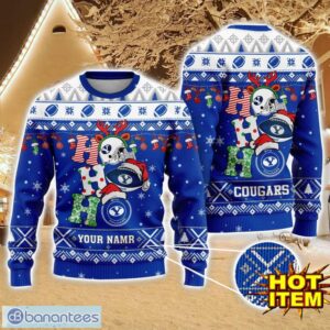 NCAA BYU Cougars Ugly Christmas Sweater Custom Name 3D Sweater For Fans Product Photo 1