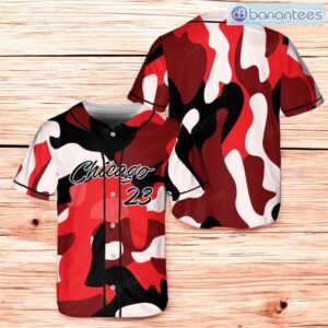 Chicago Camo Baseball Jersey Shirt Shirt, Matching Carmine Sneaker For Men And Women Product Photo 1