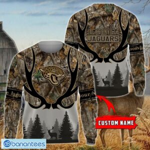 Jacksonville Jaguars Custom Name Hunting Camo Style 3D Hoodie T-Shirt Sweatshirt Product Photo 3