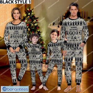 Beechcraft Bonanza Aircraft Ugly Christmas Pajamas Set War Gift - Beechcraft Bonanza Aircraft Pajamas Set Family Photo Black