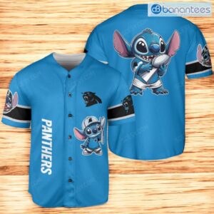 Carolina Panthers Lilo & Stitch Baseball Jersey Shirt Light Blue For Men And Women Product Photo 1
