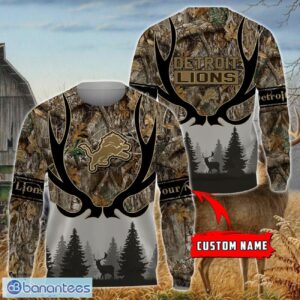 Detroit Lions Custom Name Hunting Camo Style 3D Hoodie T-Shirt Sweatshirt Product Photo 3