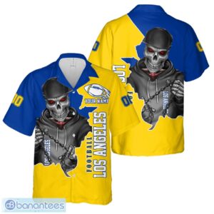 Los Angeles Football Team Hawaiian Shirt And Shorts Personalized Name And Number For Fans Blue Yellow Product Photo 1
