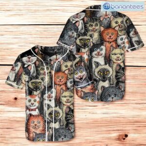 Cats Lover Gift Cats Pattern Baseball Jersey Shirt For Men And Women Product Photo 1