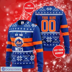 MLB New York Mets Logo Design Blue Sweatshirt Custom Name And Number Sweatshirt 3D Product Photo 1