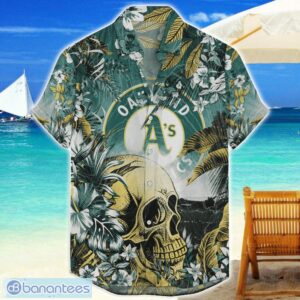 Oakland Athletics Tropical Skull Halloween 3D Hawaiian Shirt For Men Women MLB Fans Product Photo 1