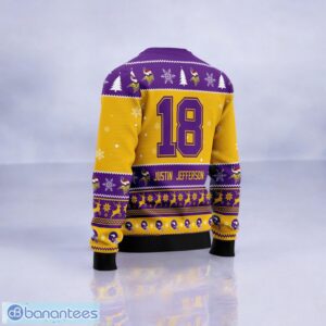 Minnesota Vikings Justin Jefferson Custom Name And Number Sport Player 3D Ugly Christmas Sweater Product Photo 3