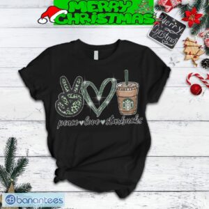 Starbucks Peace Love Christmas Fleece Pajamas Set All Over Print Christmas Gift - Starbucks Peace Love Christmas Fleece Pajamas Set-2