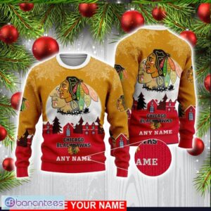 Custom Name NHL Chicago Blackhawks 3D Sweater Christmas Holiday Gift Product Photo 1