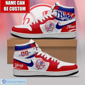 New York Yankees Sneakers Custom Name Number Air Jordan Hightop Shoes JD1 Sneakers Product Photo 1