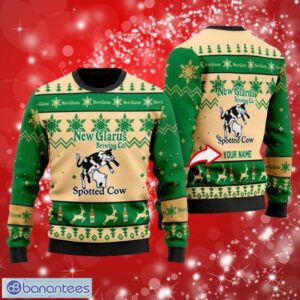 Spotted Cow Beer Custom Name Green Ugly Christmas Sweater 3D Product Photo 1