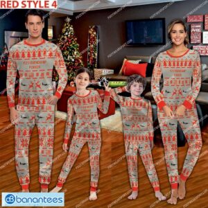 Fokker F27 Friendship Ugly Christmas Aircraft Family Pajamas Set Gift Family - Fokker F27 Friendship Aircraft Pajamas Set Family Photo Red