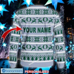 NEW Skiing Oregon Ducks Ugly Christmas Sweater Gift For Men And Women Custom Name - NCAA Oregon Ducks Ugly Christmas Sweater For Men And Women Photo 2