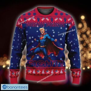 Superman Trump Are Rage Fight Fight Fight Knitted Christmas Sweater - Superman Trump Are Rage Navy Fight Fight Fight Ugly Christmas Sweater Photo 1