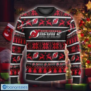 NEW Snow New Jersey Devils Knitted Xmas Sweater AOP Gift Holidays Custom Name - NHL New Jersey Devils Ugly Christmas Sweater For Men And Women Photo 1
