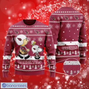 NFL Arizona Cardinals Funny Charlie Brown Peanuts Snoopy Christmas Red White Sweater Full Over Print Gifts Christmas 3D Sweater Shirt Product Photo 1
