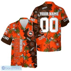 Cleveland Football Team Hawaiian Shirt And Shorts Custom Name Number Tropical Style Hawaiian Shirt Product Photo 1