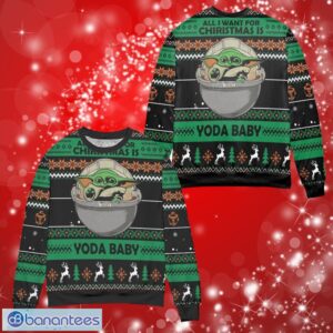 Is Yoda Baby Star Word Gifts Ugly Christmas Sweater Print Full Product Photo 1