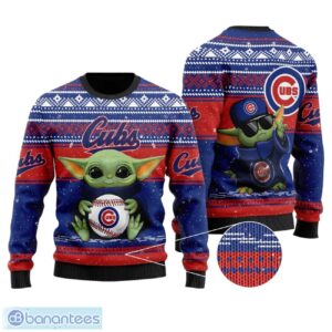 Chicago Cubs Grogu Baby Yoda Hug Logo All Over Print Sweater Product Photo 1