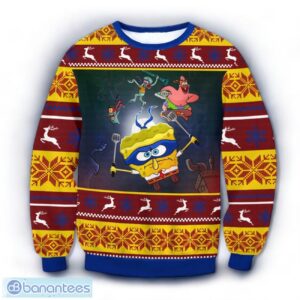 SpongeBob x TMNT Ugly Sweater Christmas Gift For Fans Product Photo 1