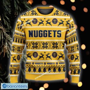 NEW Seasonal Denver Nuggets Knitted Christmas Sweater AOP Gift Holidays Custom Name - NBA Denver Nuggets Ugly Christmas Sweater For Men And Women Photo 1