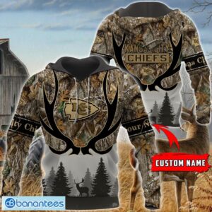 Kansas City Chiefs Custom Name Hunting Camo Style 3D Hoodie T-Shirt Sweatshirt Product Photo 2