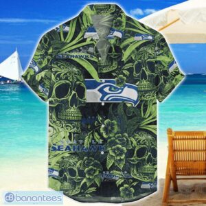 Seattle Seahawks Flower and Skull Hawaiian Shirt NFL Team Halloween Shirt Product Photo 1