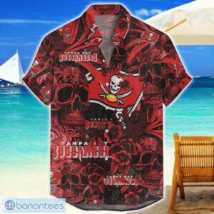 Tampa Bay Buccaneers Flower and Skull Hawaiian Shirt NFL Team Halloween Shirt Product Photo 1